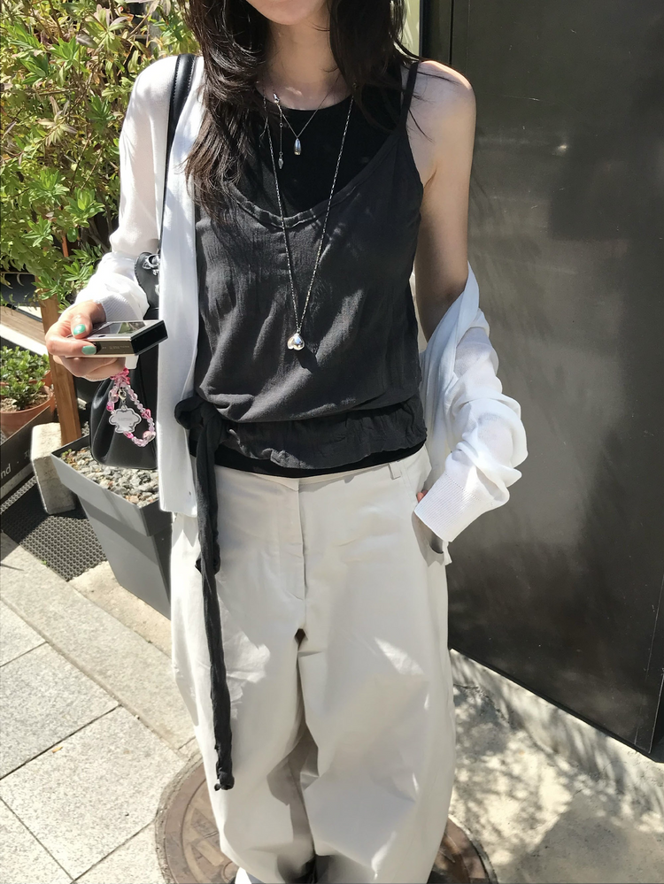 美色微透深V排鈕針織外套