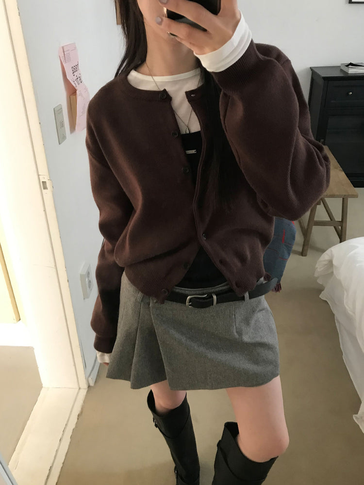 不對稱側扣百褶裙褲