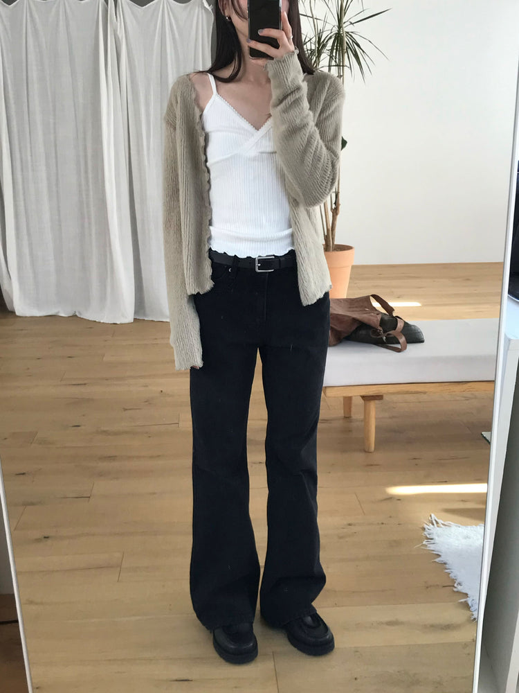 交疊蕾絲捲邊細節背心