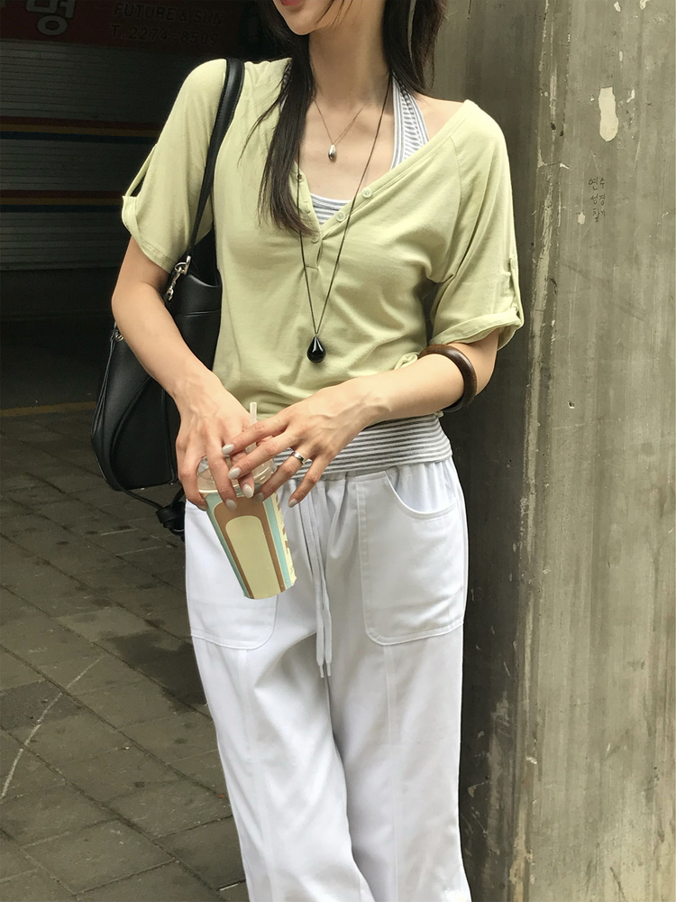 條紋掛脖上衣