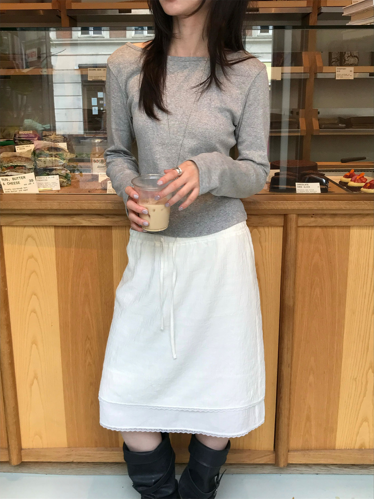 船領弧下擺修腰上衣