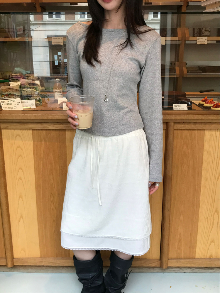 船領弧下擺修腰上衣
