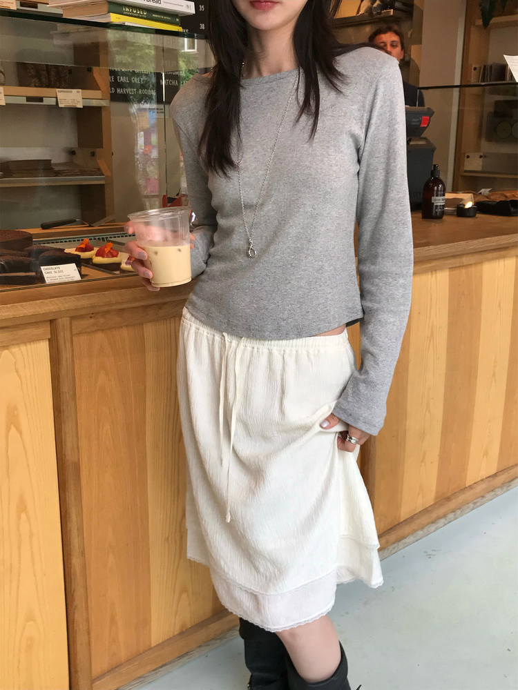 船領弧下擺修腰上衣