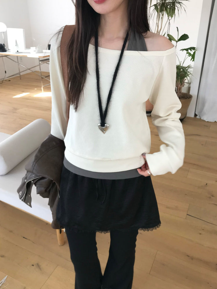 光澤感蕾絲邊細節短裙