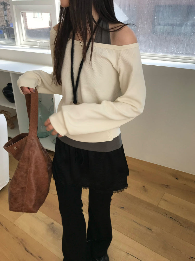 光澤感蕾絲邊細節短裙