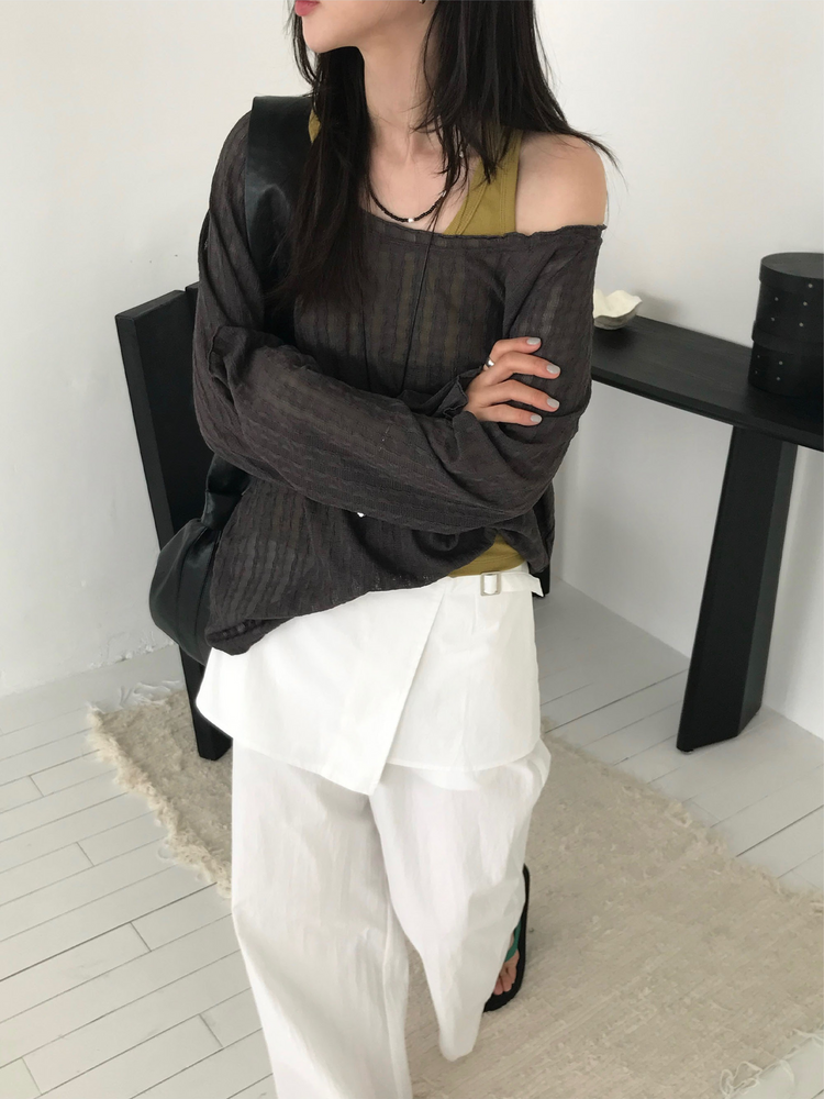 輕薄鬆緊腰可拆式裙褲