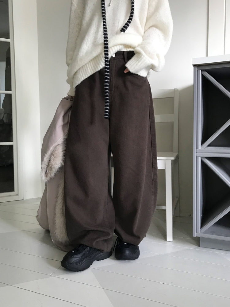 基礎美色內刷毛繭型褲