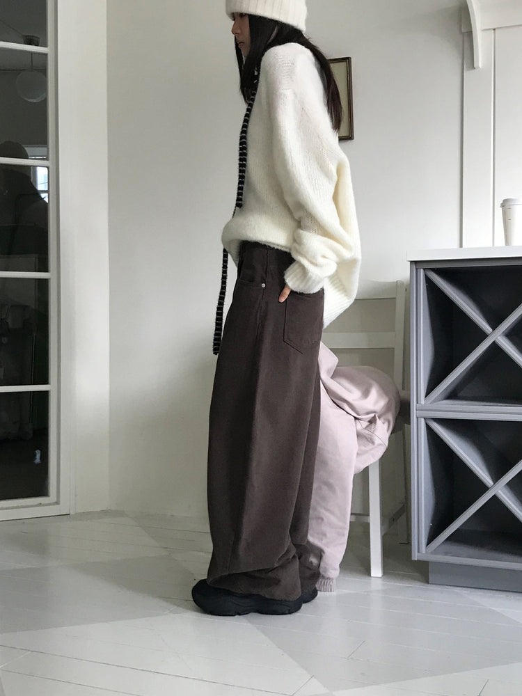 基礎美色內刷毛繭型褲