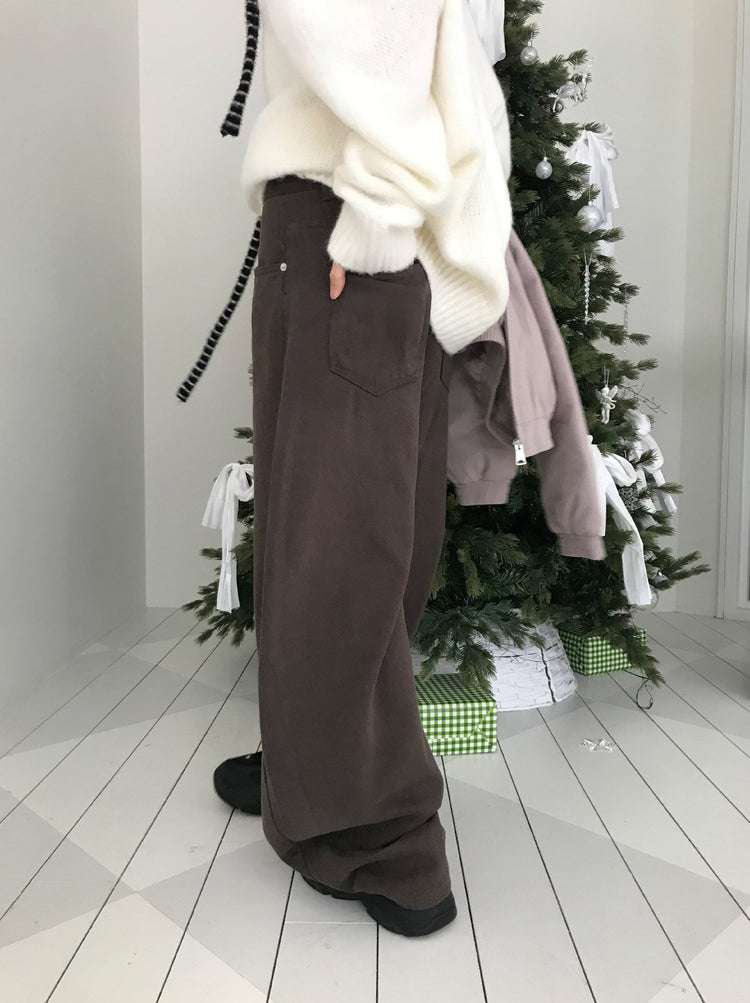 基礎美色內刷毛繭型褲