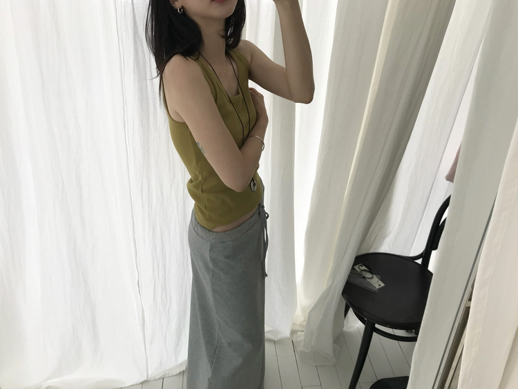 微傘簡約抽繩及踝棉裙