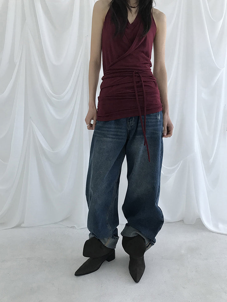 復古美色率性牛仔闊褲