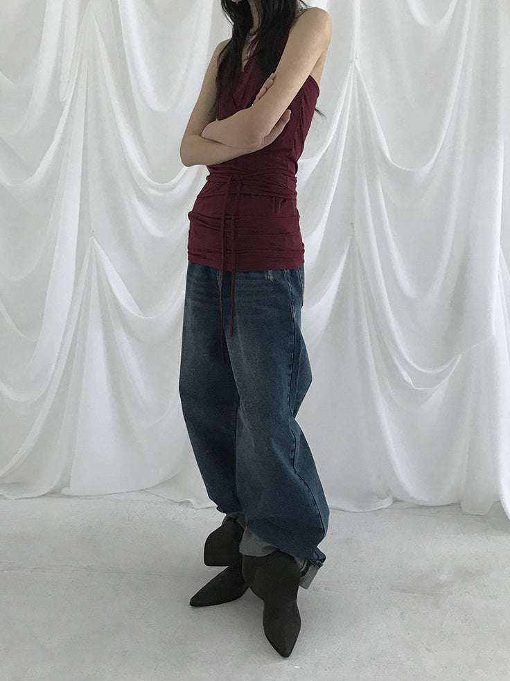 復古美色率性牛仔闊褲