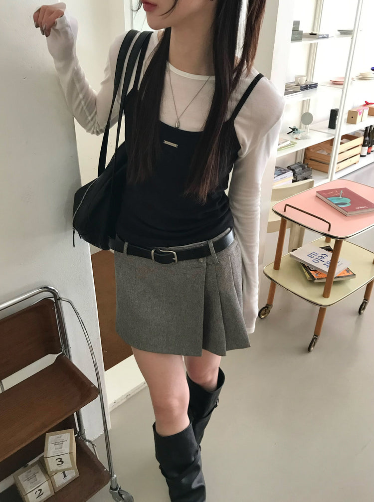 微透美色後開叉上衣