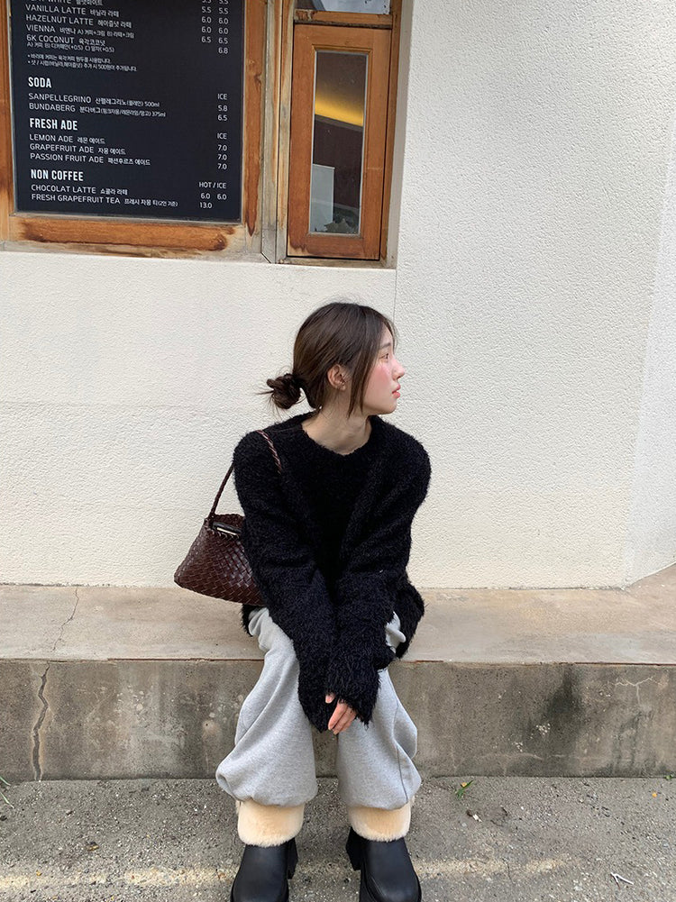 鬚毛質感寬鬆毛衣