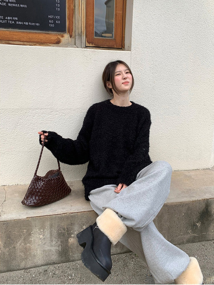 鬚毛質感寬鬆毛衣