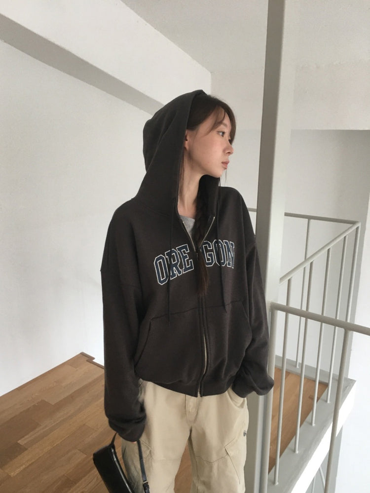 美色做舊字母連帽外套