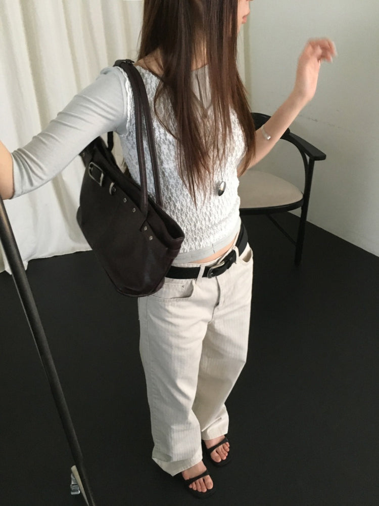 透膚蕾絲胸壓線細節背心