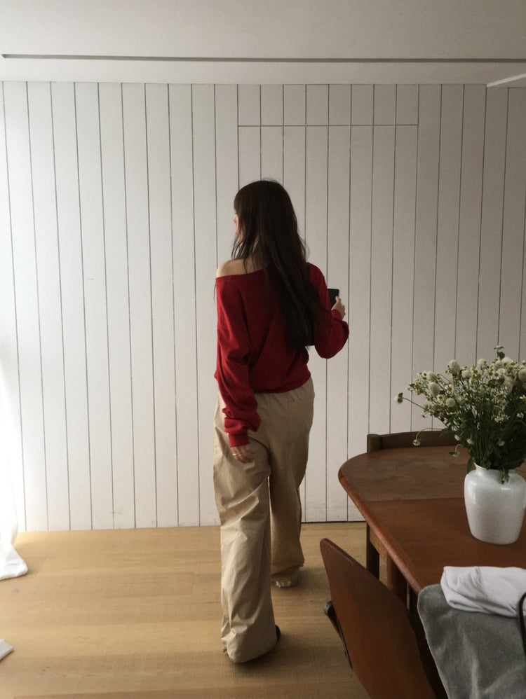 美肩U領修腰上衣