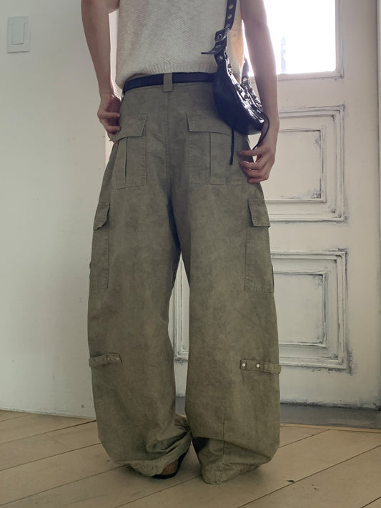 暈染口袋細節工裝闊褲