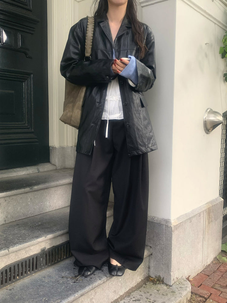 微透垂帶荷葉邊細節上衣