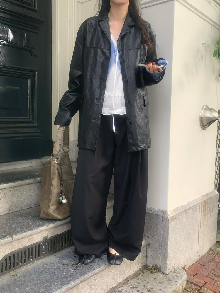 微透垂帶荷葉邊細節上衣