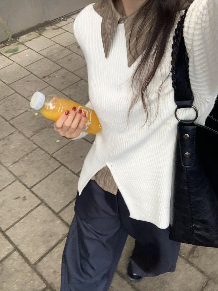 側壓線弧形細節廓形西褲