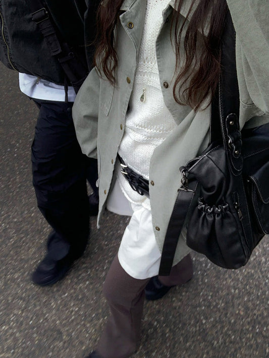 Unisex復古洗水細節寬鬆外套