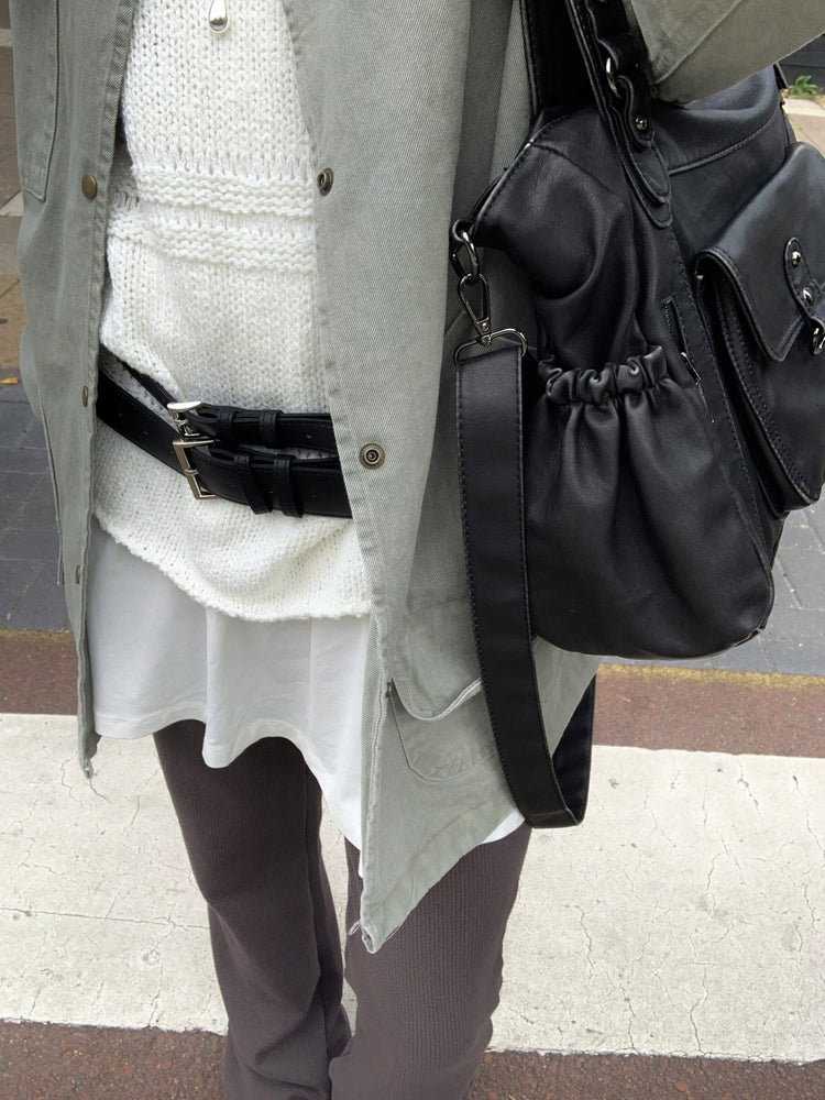 Unisex復古洗水細節寬鬆外套