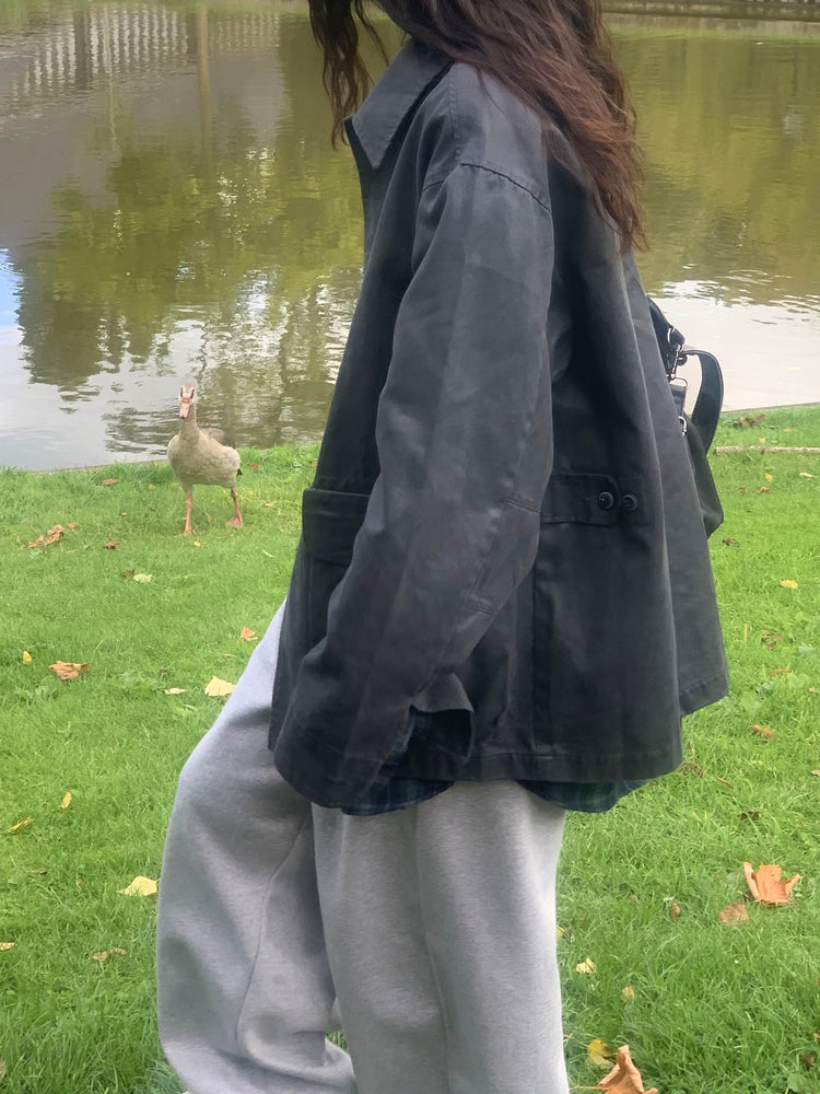 Unisex洗水復古口袋細節外套