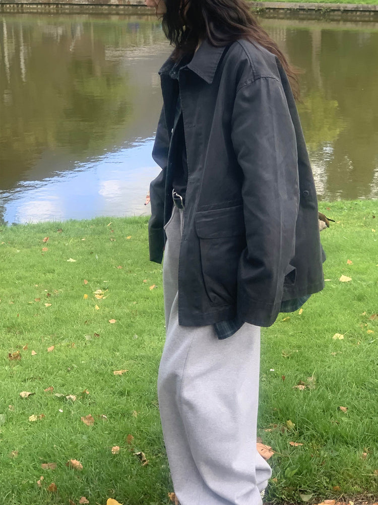 Unisex洗水復古口袋細節外套