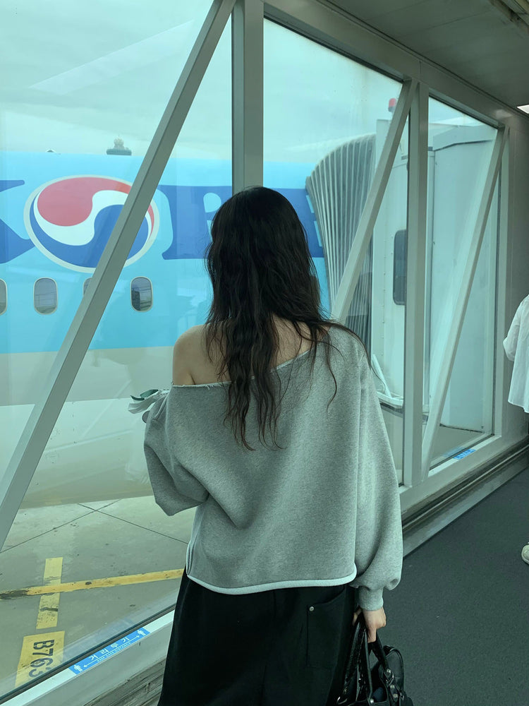 Unisex皮帶扣細節廓形棉褲