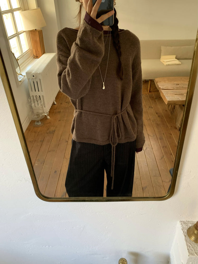 Fw ver.條紋側壓褶細節直褲