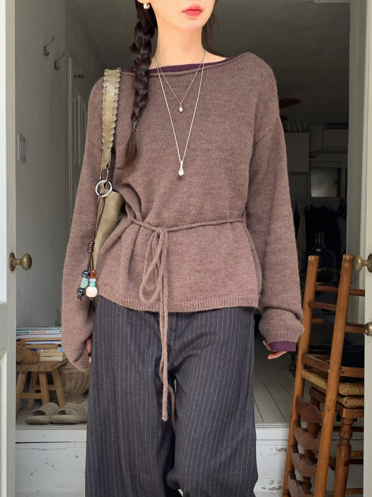 Fw ver.條紋側壓褶細節直褲