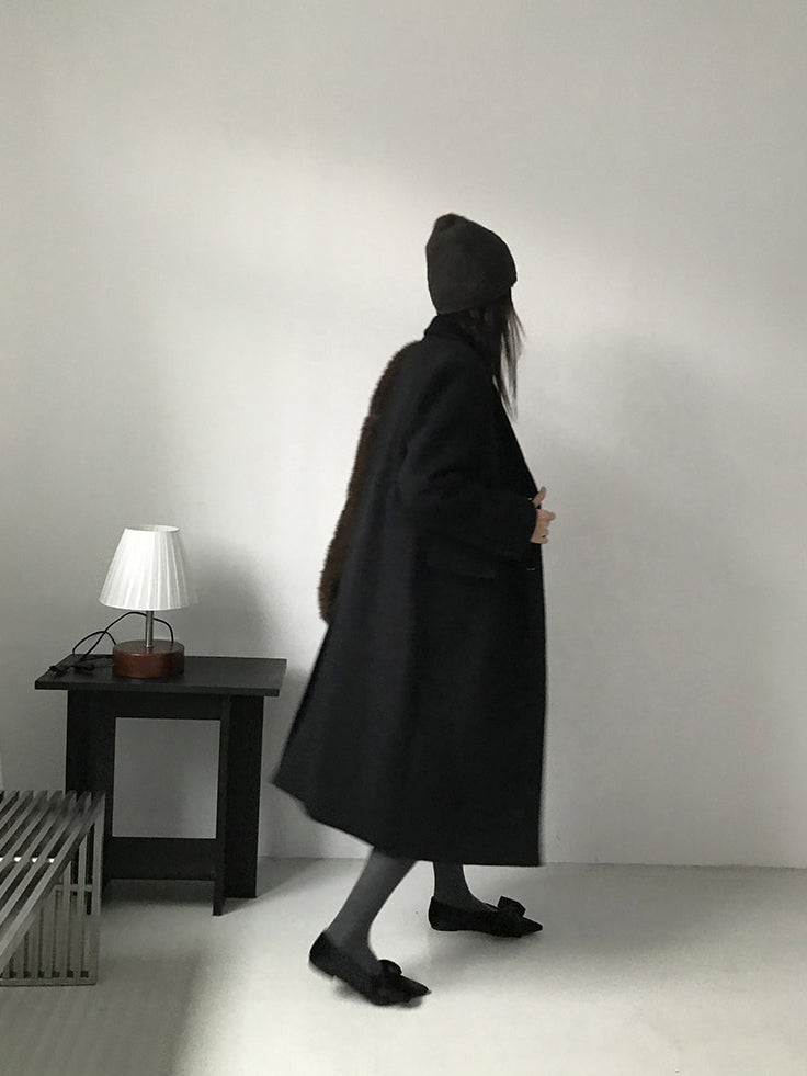 經典蝴蝶結絲絨質感尖頭鞋