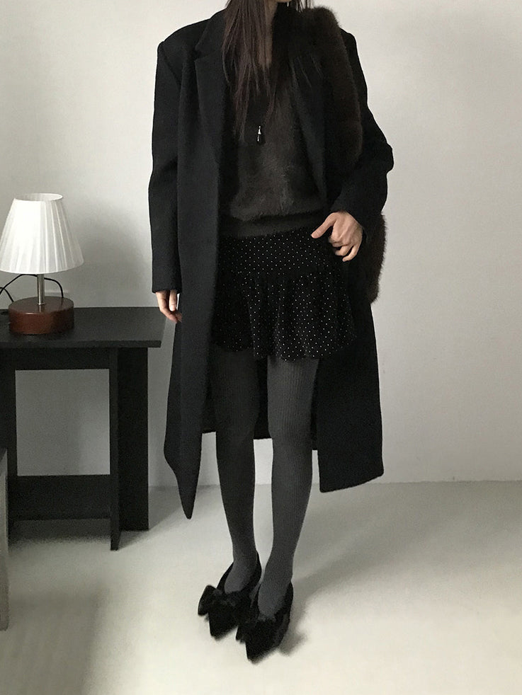 經典蝴蝶結絲絨質感尖頭鞋