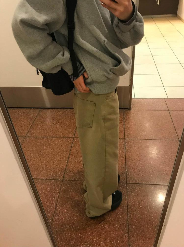 背口袋細節寬鬆直褲