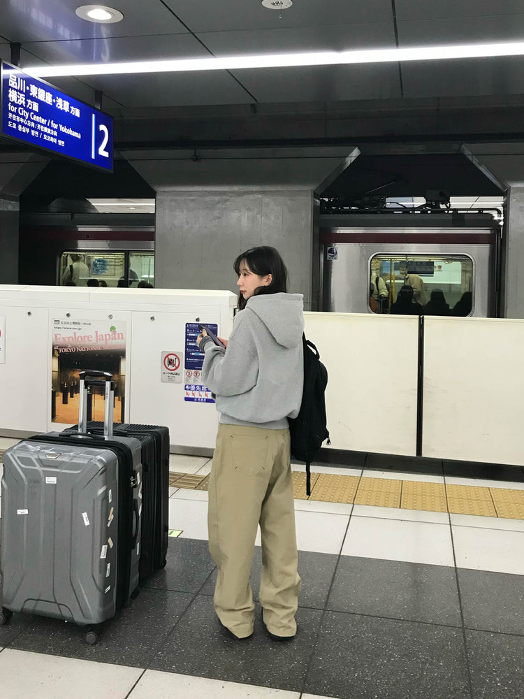 背口袋細節寬鬆直褲