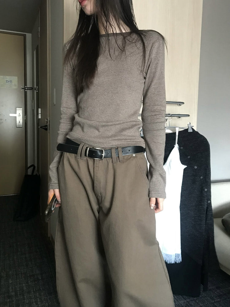 美色雙腰扣細節繭型褲