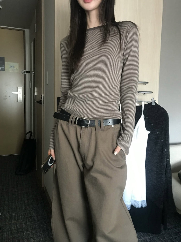 美色雙腰扣細節繭型褲