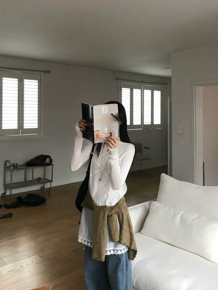 美色船領修身上衣