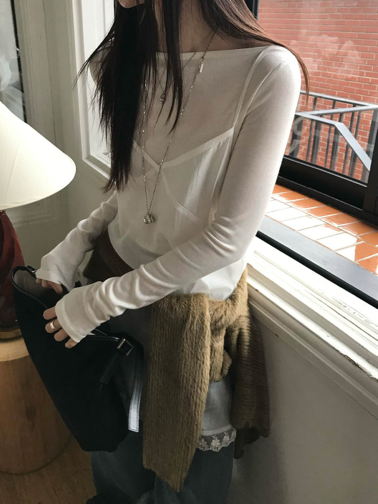 美色船領修身上衣