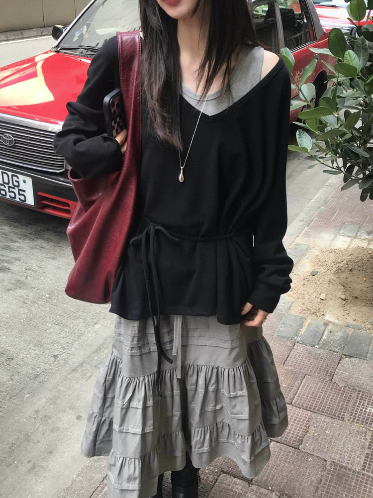 微傘層次感抽繩中裙