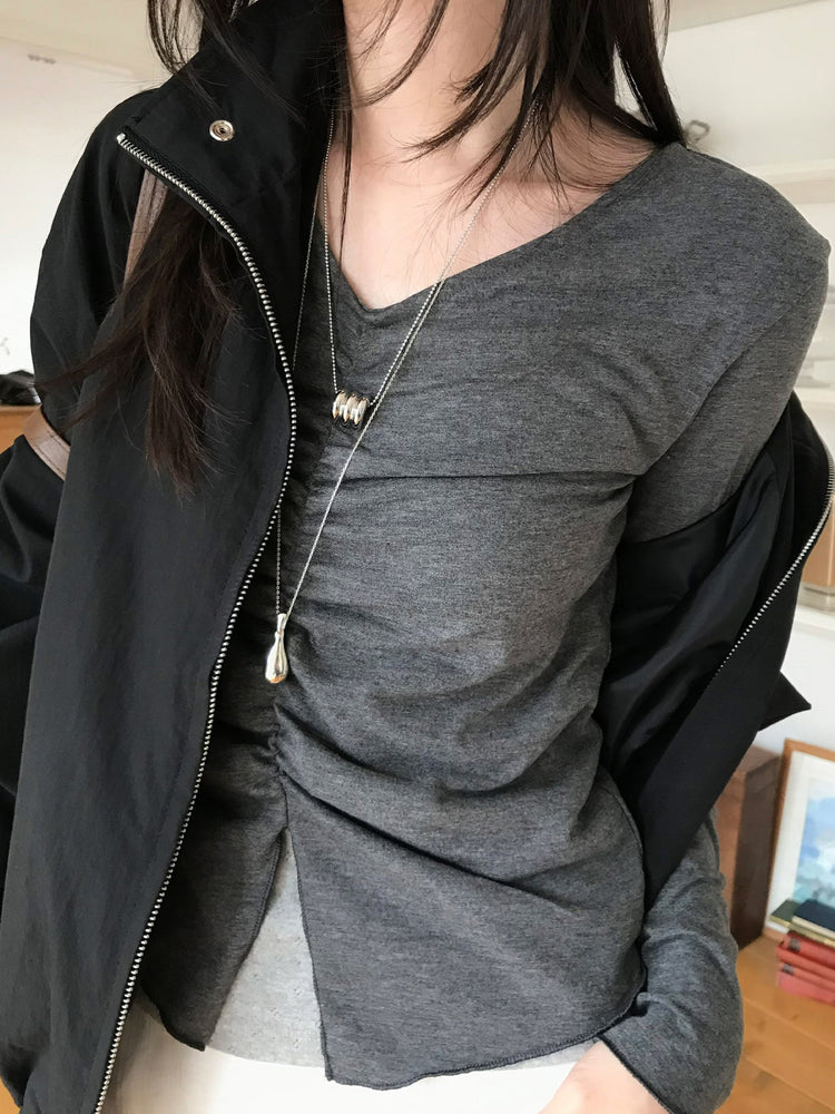 復古立領雙拉鏈細節外套