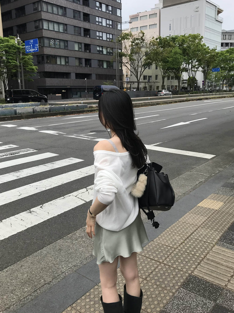 光澤感微傘短裙