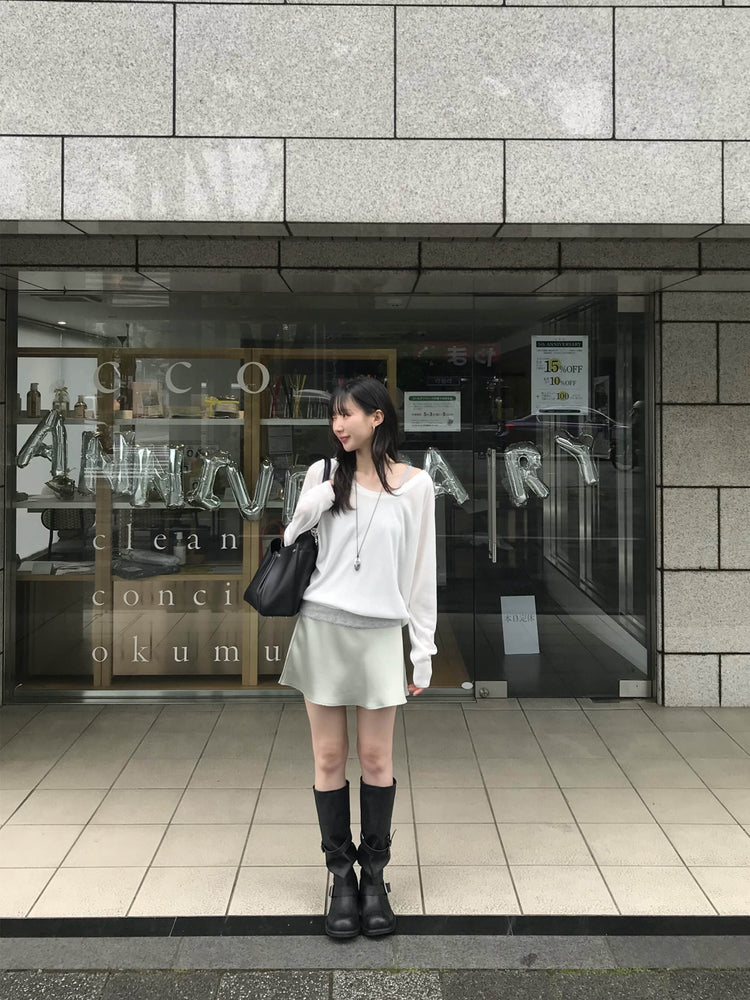 光澤感微傘短裙
