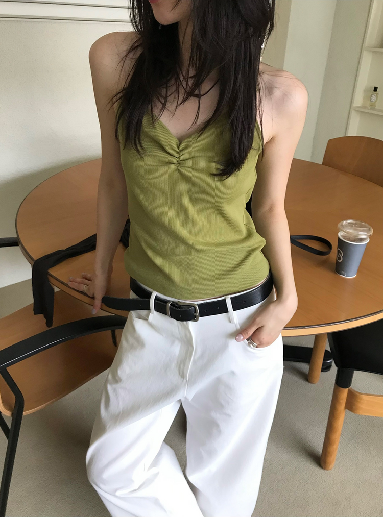 抓皺壓線掛脖背心