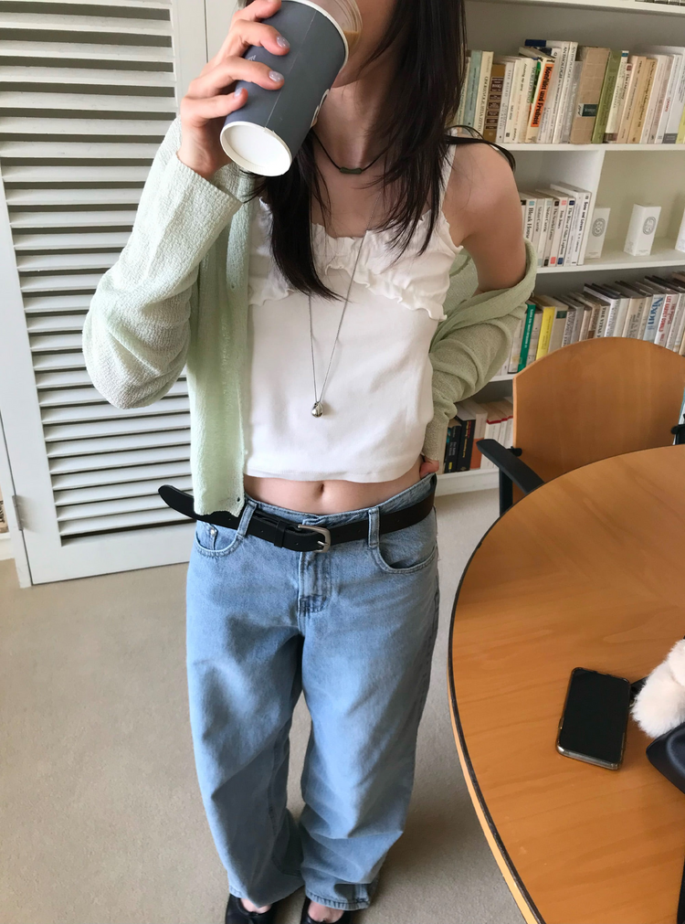 捲邊抓皺細節背心
