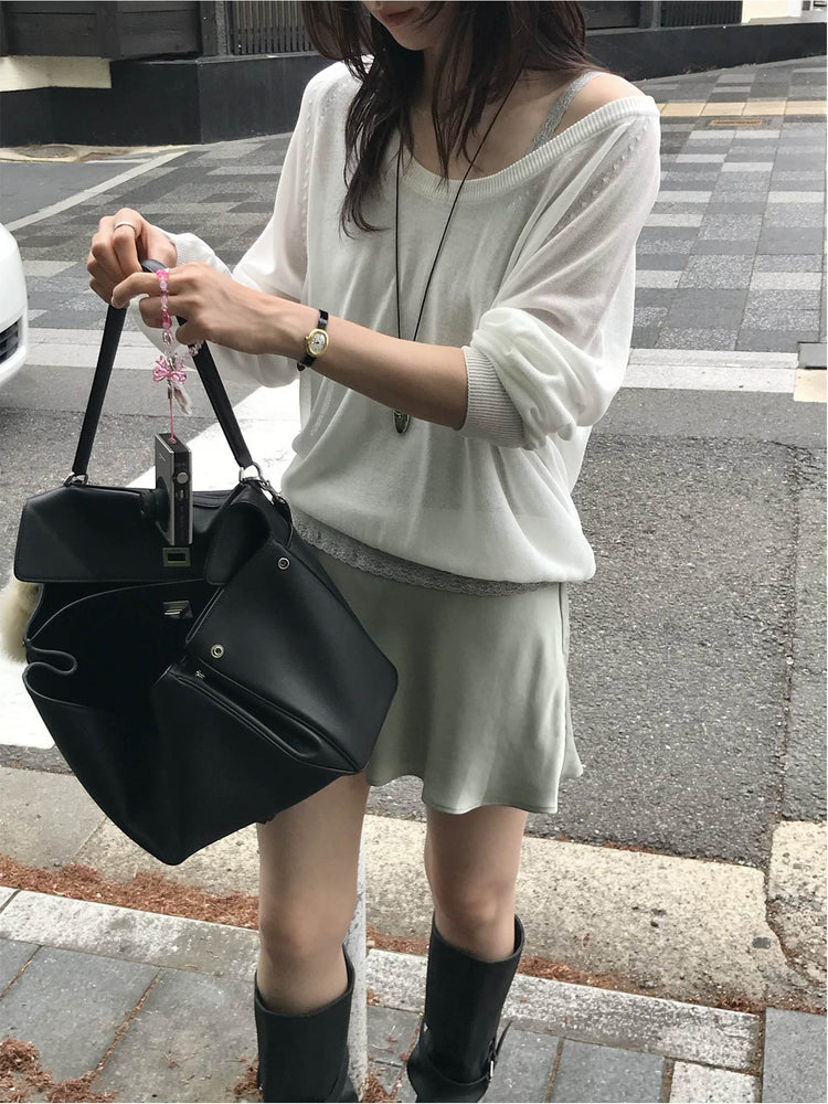 光澤感微傘短裙