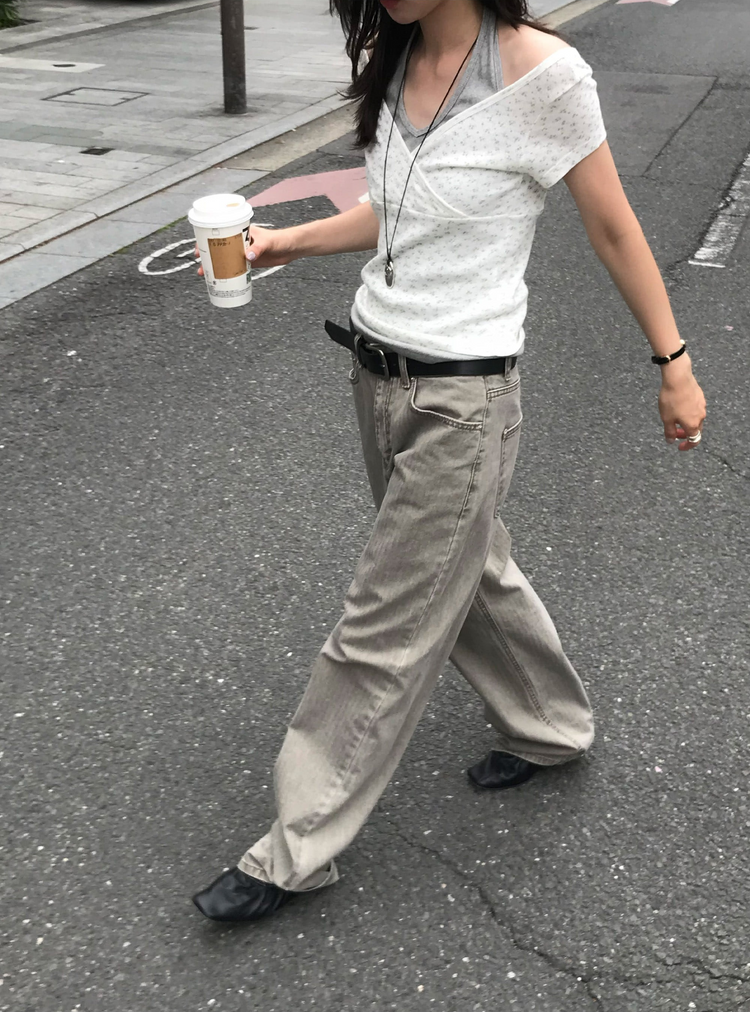 小碎花交疊細節上衣