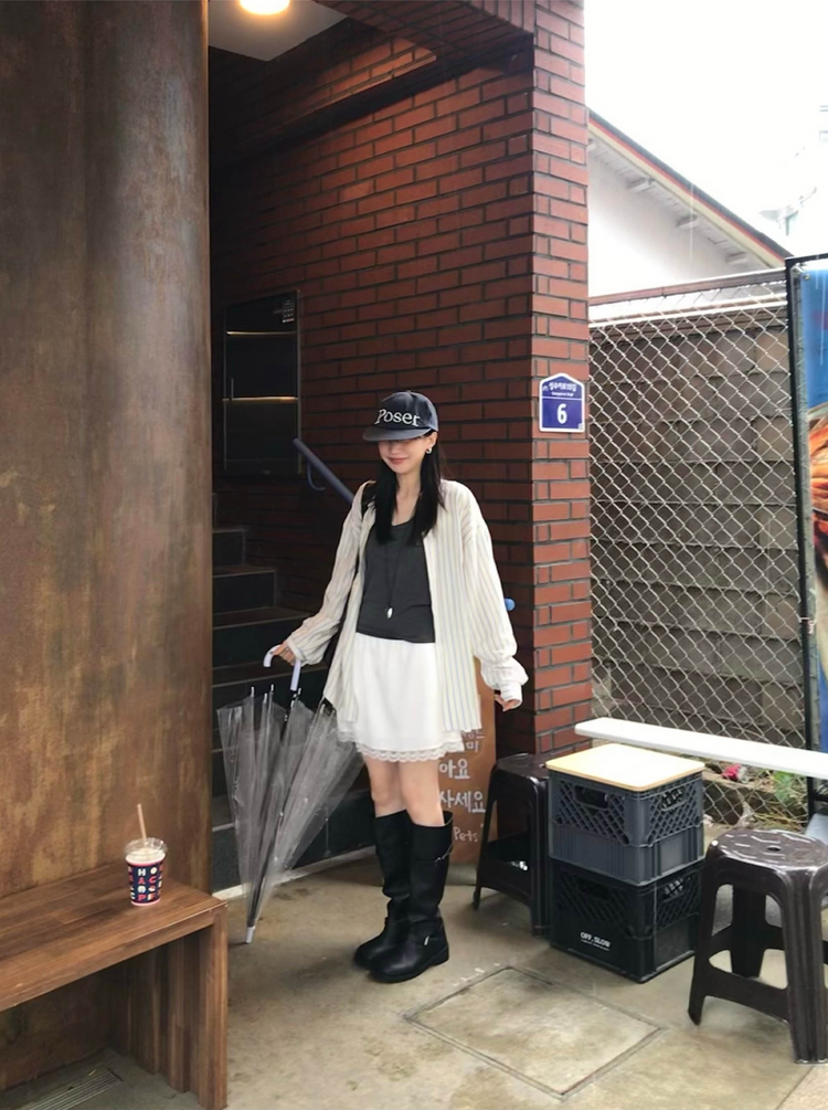 撞色條紋寬鬆襯衫